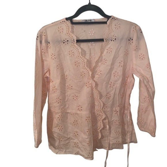Madewell scalloped eyelet wrap top - Picture 3 of 7